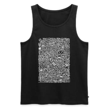 Doodle Paragliders white - Männer Premium Bio Tank Top - Schwarz - Vorne - AI Model Male 178 light (178cm)