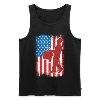 Drum 4th of July USA - Men's Premium Organic Tank Top - black - Front - AI Model Male 178 light (178cm)