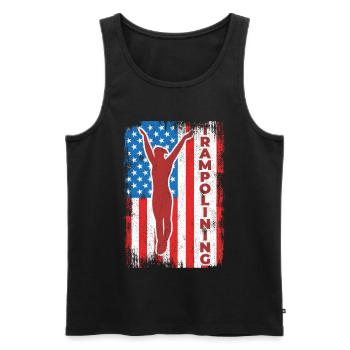 Trampoline jumping USA flag - Men's Premium Organic Tank Top - black - Front - AI Model Male 178 light (178cm)