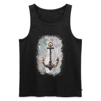 Anker Tattoo Seilkunst - Männer Premium Bio Tank Top - Schwarz - Vorne - AI Model Male 178 light (178cm)
