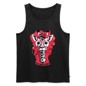 Süße Giraffe mit Brille - Männer Premium Bio Tank Top - Schwarz - Vorne - Michal (187cm)