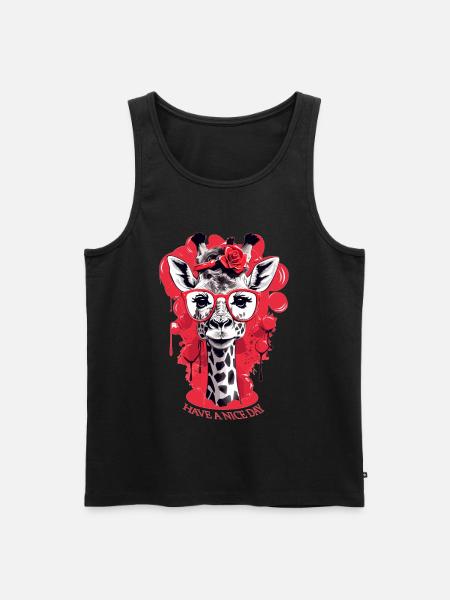 Cute giraffe with glasses - Men's Premium Organic Tank Top - black