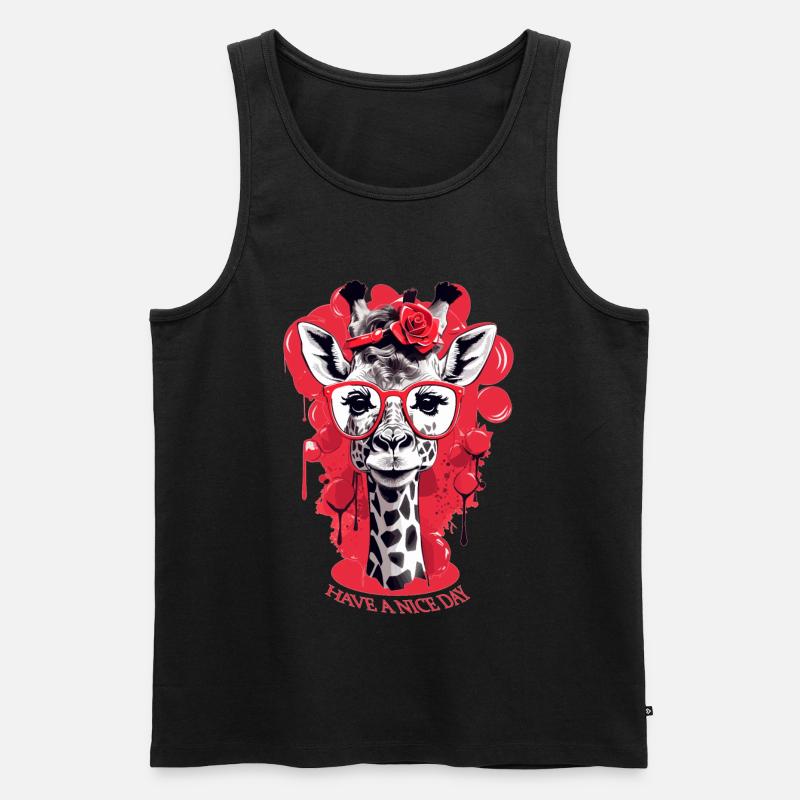 Süße Giraffe mit Brille - Männer Premium Bio Tank Top - Schwarz