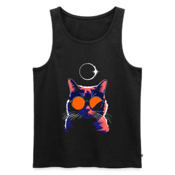 Katze Sonnenbrille Total Eclipse Cat - Männer Premium Bio Tank Top - Schwarz - Vorne - AI Model Male 178 light (178cm)