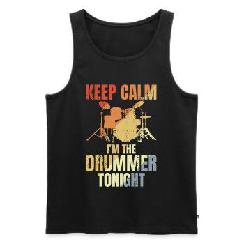 Funny Drummer Saying - Men's Premium Organic Tank Top - black - Front - AI Model Male 178 light (178cm)