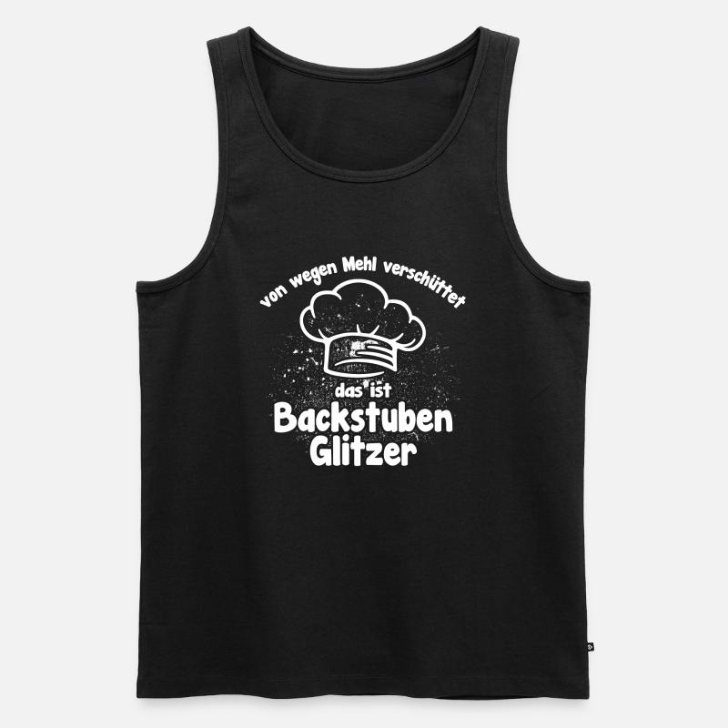 Backstuben Glitzer lustiger Bäckerspruch - Männer Premium Bio Tank Top - Schwarz