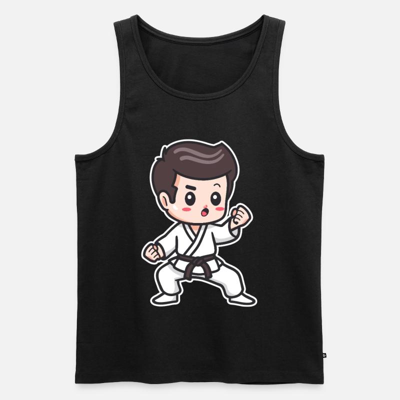 Karate Junge Zeichnung - Männer Premium Bio Tank Top - Schwarz