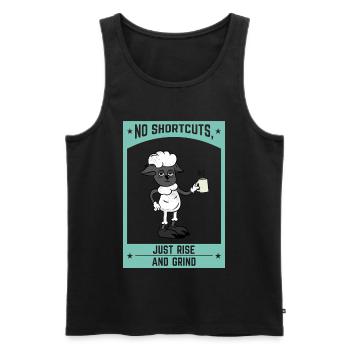 No Shortcuts Just Rise and Grind Motivation - Men's Premium Organic Tank Top - black - Front - AI Model Male 178 light (178cm)
