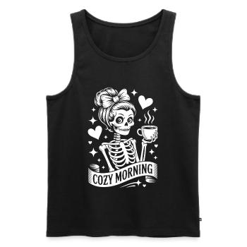 Cuddly Morning Skeleton Motif - Men's Premium Organic Tank Top - black - Front - AI Model Male 178 light (178cm)