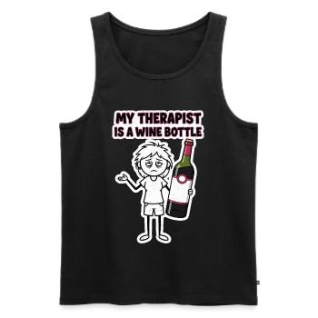 My therapist is a wine bottle - Men's Premium Organic Tank Top - black - Front - AI Model Male 178 light (178cm)
