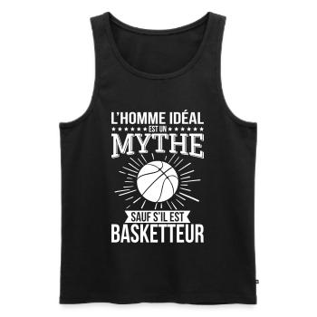 L’homme idéal un mythe sauf s’il est basketteur - Débardeur bio Premium Homme - noir - Devant - Michal (187cm)