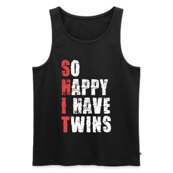 Zwillinge Jubel Shirt Spruch - Männer Premium Bio Tank Top - Schwarz - Vorne - Michal (187cm)