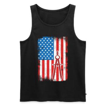 USA Patriotischer Architekt - Männer Premium Bio Tank Top - Schwarz - Vorne - AI Model Male 178 light (178cm)
