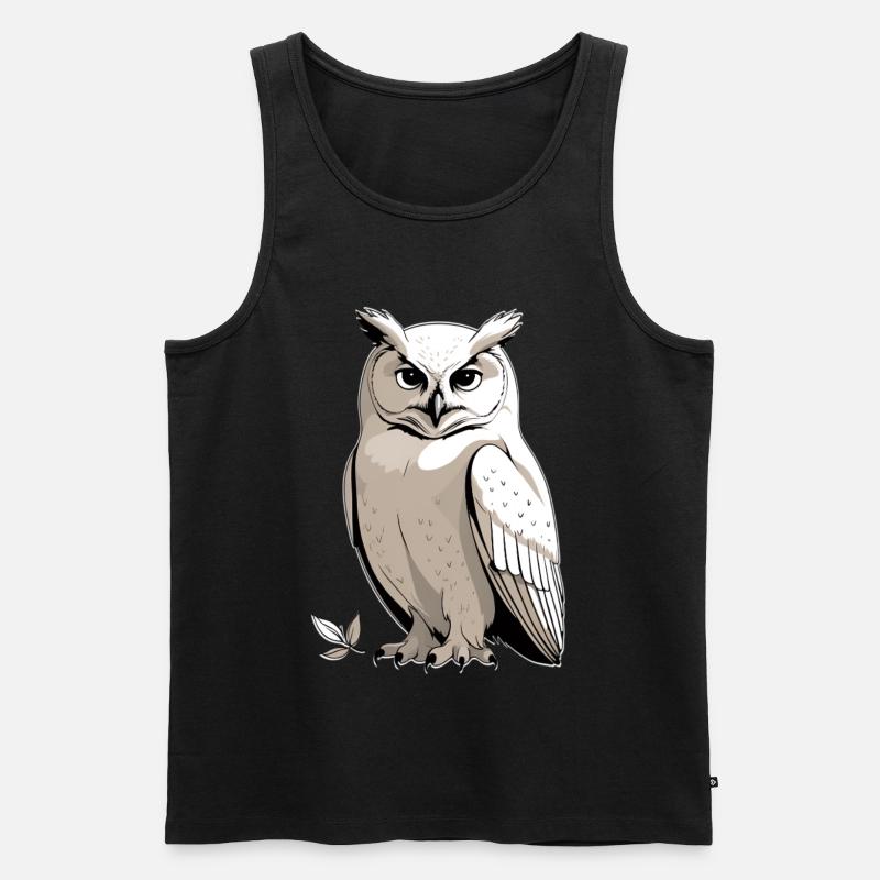 Eulenportrait mit ernster Mimik - Männer Premium Bio Tank Top - Schwarz