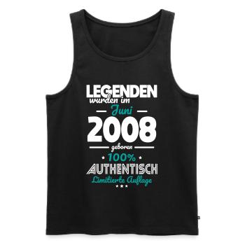 18. Geburtstag - Legenden wurden im Juni 2008 - Männer Premium Bio Tank Top - Schwarz - Vorne - Michal (187cm)