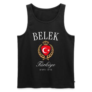 Belek Türkei Wappen Krone – Reise Souvenir - Männer Premium Bio Tank Top - Schwarz - Vorne - AI Model Male 178 light (178cm)