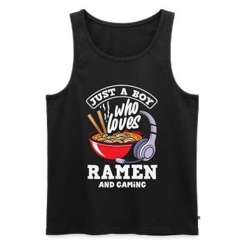 Boy Loves Ramen And Gaming Headset - Men's Premium Organic Tank Top - black - Front - Michal (187cm)