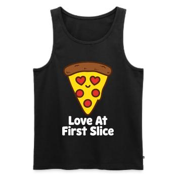 Love At First Slice Pizza - Débardeur bio Premium Homme - noir - Devant - Michal (187cm)