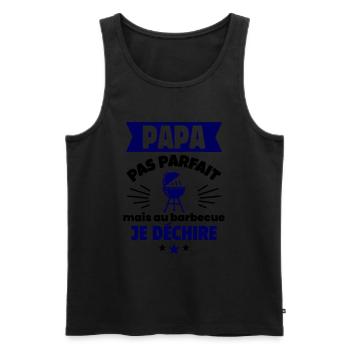 Papa pas parfait, mais au barbecue je déchire - Débardeur bio Premium Homme - noir - Devant - Michal (187cm)