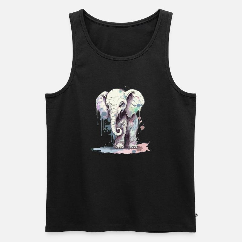 Tapsiger Elefant - Männer Premium Bio Tank Top - Schwarz