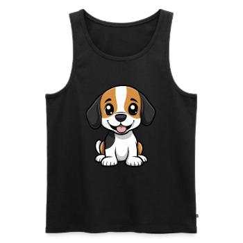 Beagle Chien Mignon - Débardeur bio Premium Homme - noir - Devant - Michal (187cm)