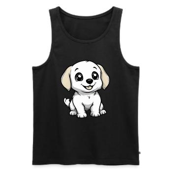 Labrador Chien Mignon - Débardeur bio Premium Homme - noir - Devant - Michal (187cm)