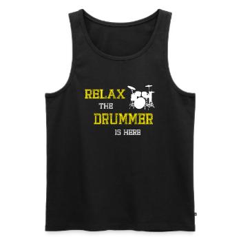 Relax Drummer - Débardeur bio Premium Homme - noir - Devant - AI Model Male 178 light (178cm)