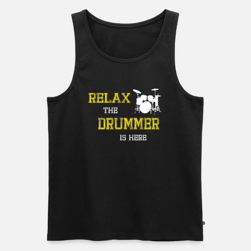 Relax Drummer - Männer Premium Bio Tank Top - Schwarz