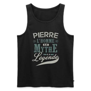 Pierre L homme le mythe la légende humour prénom - Débardeur bio Premium Homme - noir - Devant - Michal (187cm)