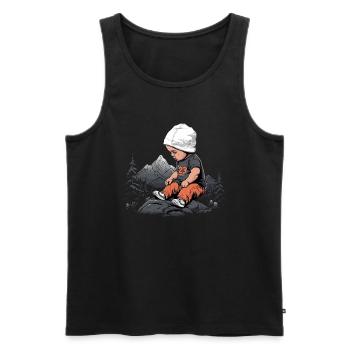Bergsteiger Wandere Kind Natur Wald Gebirge - Männer Premium Bio Tank Top - Schwarz - Vorne - Michal (187cm)