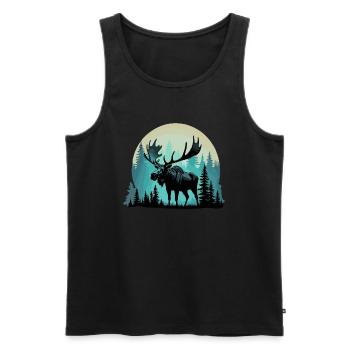 Elchsilhouette cool im Wald schöne Landschaft - Männer Premium Bio Tank Top - Schwarz - Vorne - AI Model Male 178 light (178cm)