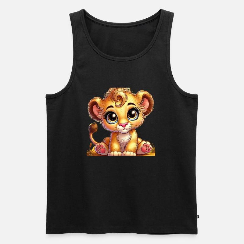 Süßes Löwen Mädchen - Männer Premium Bio Tank Top - Schwarz