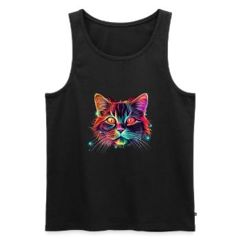 Psycat - Débardeur bio Premium Homme - noir - Devant - AI Model Male 178 light (178cm)
