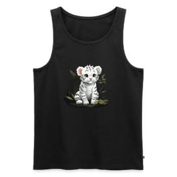 Bébé tigre blanc Wildcat Jungle - Débardeur bio Premium Homme - noir - Devant - AI Model Male 178 light (178cm)