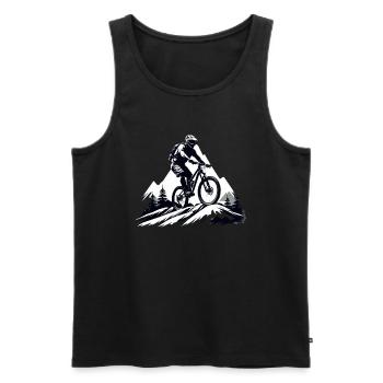 vététiste, vélo de montagne, sports de montagne, de plein air - Débardeur bio Premium Homme - noir - Devant - AI Model Male 178 light (178cm)