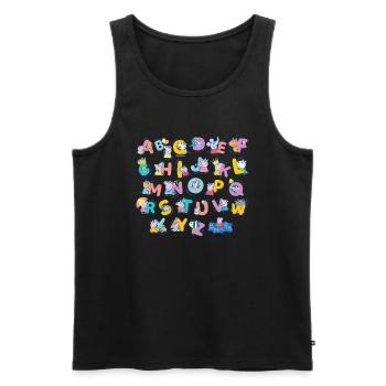 Peppa Pig Design Alphabet With Peppa - Men's Premium Organic Tank Top - black - Front - AI Model Male 178 light (178cm)