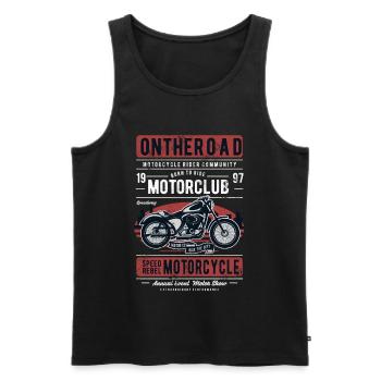 MC MOTORRAD CLUB RETRO VINTAGE CHOPPER RIDE MOTIVE - Männer Premium Bio Tank Top - Schwarz - Vorne - Michal (187cm)