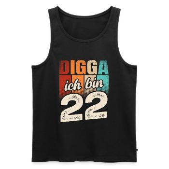 Digga Ich Bin 22 Jahre 22. Geburtstag - Männer Premium Bio Tank Top - Schwarz - Vorne - Michal (187cm)