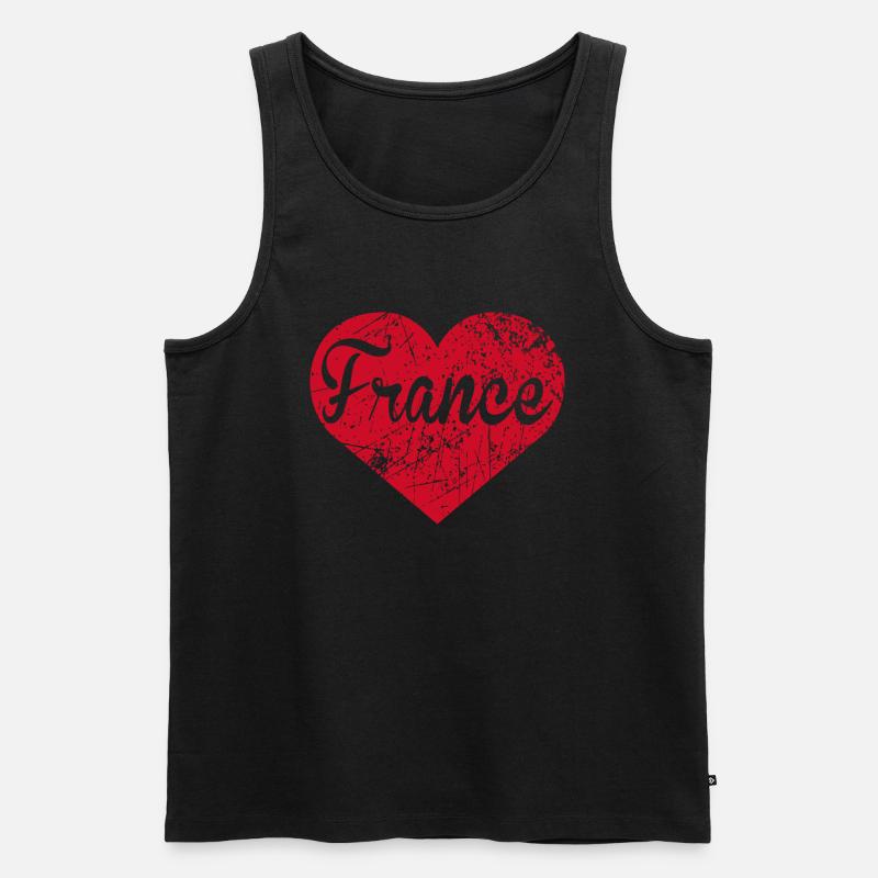 Frankreich Herz - Männer Premium Bio Tank Top - Schwarz