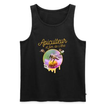 HappyCulteur et fier de l'être - Débardeur bio Premium Homme - noir - Devant - Michal (187cm)