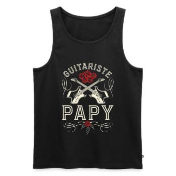 Papi Joueur De Guitare - Papy Guitariste - Débardeur bio Premium Homme - noir - Devant - Michal (187cm)