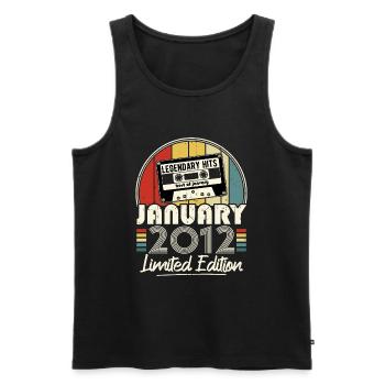 Janvier 2012 Vintage Anniversaire Rétro Cadeau - Débardeur bio Premium Homme - noir - Devant - Michal (187cm)