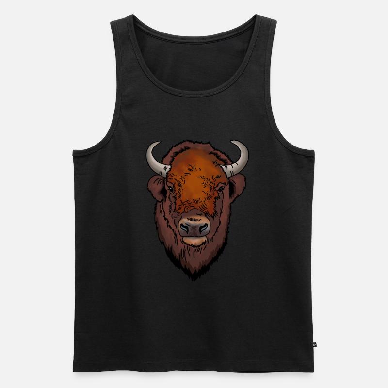 Bison Kopf - Männer Premium Bio Tank Top - Schwarz