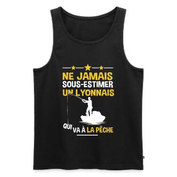 Lyonnais cadeau drôle pêcheur Lyon - Débardeur bio Premium Homme - noir - Devant - Michal (187cm)