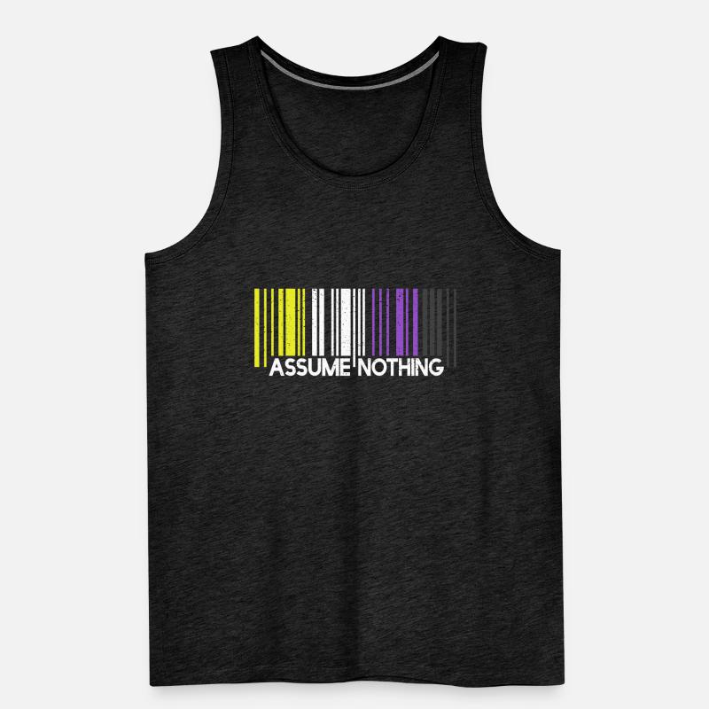 Assume Nothing Nonbinary Flag Barcode Enby Männer Premium Bio Tank Top