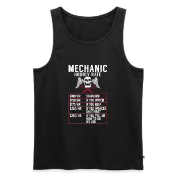 Taux de mécanicien Atelier de taux horaire de - Débardeur bio Premium Homme - noir - Devant - AI Model Male 178 light (178cm)