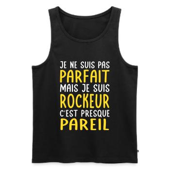 Je ne suis pas parfait mais je suis rockeur - Débardeur bio Premium Homme - noir - Devant - Michal (187cm)