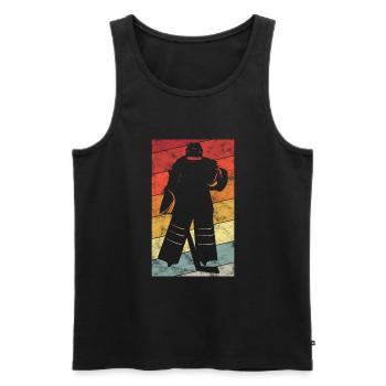 Hockey Hockey Sur Glace Rétro Patins Puck Ice - Débardeur bio Premium Homme - noir - Devant - Michal (187cm)