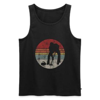 Eis Curling Curler Eisstockschießen Retro Geschenk - Männer Premium Bio Tank Top - Schwarz - Vorne - AI Model Male 178 light (178cm)