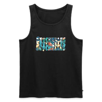 Seychelles - Männer Premium Bio Tank Top - Schwarz - Vorne - AI Model Male 178 light (178cm)